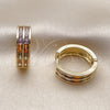 Oro Laminado Huggie Hoop, Gold Filled Style Baguette Design, with Multicolor Cubic Zirconia, Polished, Golden Finish, 02.267.0094.5.20