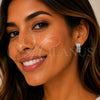 Rhodium Gold Filled Huggie Hoop, Baguette Design, with White Cubic Zirconia, Polished, Rhodium Finish, 02.267.0094.6.20