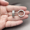 Rhodium Gold Filled Huggie Hoop, Baguette Design, with White Cubic Zirconia, Polished, Rhodium Finish, 02.267.0094.6.20