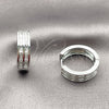 Rhodium Gold Filled Huggie Hoop, Baguette Design, with White Cubic Zirconia, Polished, Rhodium Finish, 02.267.0094.6.20