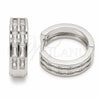 Rhodium Gold Filled Huggie Hoop, Baguette Design, with White Cubic Zirconia, Polished, Rhodium Finish, 02.267.0094.6.20