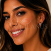 Rhodium Gold Filled Huggie Hoop, Baguette Design, with Garnet Cubic Zirconia, Polished, Rhodium Finish, 02.267.0094.7.20