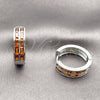 Rhodium Gold Filled Huggie Hoop, Baguette Design, with Garnet Cubic Zirconia, Polished, Rhodium Finish, 02.267.0094.7.20