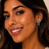Rhodium Gold Filled Huggie Hoop, Baguette Design, with Green Cubic Zirconia, Polished, Rhodium Finish, 02.267.0094.8.20