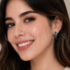 Rhodium Gold Filled Huggie Hoop, Baguette Design, with Sapphire Blue Cubic Zirconia, Polished, Rhodium Finish, 02.267.0094.9.20