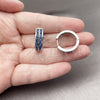 Rhodium Gold Filled Huggie Hoop, Baguette Design, with Sapphire Blue Cubic Zirconia, Polished, Rhodium Finish, 02.267.0094.9.20
