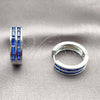 Rhodium Gold Filled Huggie Hoop, Baguette Design, with Sapphire Blue Cubic Zirconia, Polished, Rhodium Finish, 02.267.0094.9.20