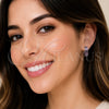 Rhodium Gold Filled Huggie Hoop, Baguette Design, with Amethyst Cubic Zirconia, Polished, Rhodium Finish, 02.267.0094.10.20