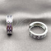 Rhodium Gold Filled Huggie Hoop, Baguette Design, with Amethyst Cubic Zirconia, Polished, Rhodium Finish, 02.267.0094.10.20