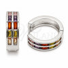 Rhodium Gold Filled Huggie Hoop, Baguette Design, with Multicolor Cubic Zirconia, Polished, Rhodium Finish, 02.267.0094.11.20