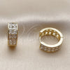 Oro Laminado Huggie Hoop, Gold Filled Style with White Cubic Zirconia, Polished, Golden Finish, 02.267.0095.18