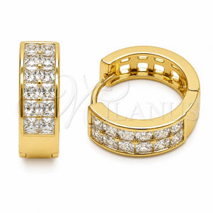 Oro Laminado Huggie Hoop, Gold Filled Style with White Cubic Zirconia, Polished, Golden Finish, 02.267.0095.18