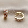 Oro Laminado Huggie Hoop, Gold Filled Style with Garnet and White Cubic Zirconia, Polished, Golden Finish, 02.267.0095.1.18