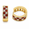 Oro Laminado Huggie Hoop, Gold Filled Style with Garnet and White Cubic Zirconia, Polished, Golden Finish, 02.267.0095.1.18
