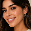 Oro Laminado Huggie Hoop, Gold Filled Style with Green and White Cubic Zirconia, Polished, Golden Finish, 02.267.0095.2.18