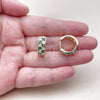 Oro Laminado Huggie Hoop, Gold Filled Style with Green and White Cubic Zirconia, Polished, Golden Finish, 02.267.0095.2.18