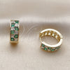 Oro Laminado Huggie Hoop, Gold Filled Style with Green and White Cubic Zirconia, Polished, Golden Finish, 02.267.0095.2.18