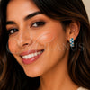 Oro Laminado Huggie Hoop, Gold Filled Style with Turquoise and White Cubic Zirconia, Polished, Golden Finish, 02.267.0095.3.18