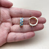 Oro Laminado Huggie Hoop, Gold Filled Style with Turquoise and White Cubic Zirconia, Polished, Golden Finish, 02.267.0095.3.18