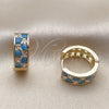 Oro Laminado Huggie Hoop, Gold Filled Style with Turquoise and White Cubic Zirconia, Polished, Golden Finish, 02.267.0095.3.18