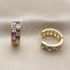 Oro Laminado Huggie Hoop, Gold Filled Style with Amethyst and White Cubic Zirconia, Polished, Golden Finish, 02.267.0095.4.18