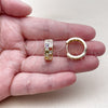 Oro Laminado Huggie Hoop, Gold Filled Style with Multicolor Cubic Zirconia, Polished, Golden Finish, 02.267.0095.5.18