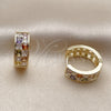 Oro Laminado Huggie Hoop, Gold Filled Style with Multicolor Cubic Zirconia, Polished, Golden Finish, 02.267.0095.5.18