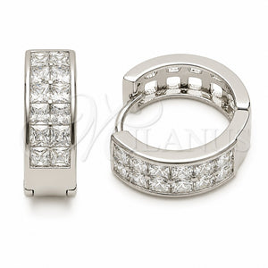 Rhodium Gold Filled Huggie Hoop, with White Cubic Zirconia, Polished, Rhodium Finish, 02.267.0095.6.18