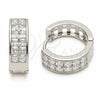 Rhodium Gold Filled Huggie Hoop, with White Cubic Zirconia, Polished, Rhodium Finish, 02.267.0095.6.18