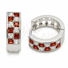 Rhodium Gold Filled Huggie Hoop, with Garnet and White Cubic Zirconia, Polished, Rhodium Finish, 02.267.0095.7.18