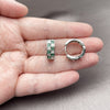Rhodium Gold Filled Huggie Hoop, with Green and White Cubic Zirconia, Polished, Rhodium Finish, 02.267.0095.8.18