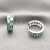 Rhodium Gold Filled Huggie Hoop, with Green and White Cubic Zirconia, Polished, Rhodium Finish, 02.267.0095.8.18