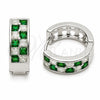 Rhodium Gold Filled Huggie Hoop, with Green and White Cubic Zirconia, Polished, Rhodium Finish, 02.267.0095.8.18