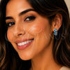 Rhodium Gold Filled Huggie Hoop, with Turquoise and White Cubic Zirconia, Polished, Rhodium Finish, 02.267.0095.9.18