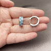 Rhodium Gold Filled Huggie Hoop, with Turquoise and White Cubic Zirconia, Polished, Rhodium Finish, 02.267.0095.9.18