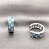 Rhodium Gold Filled Huggie Hoop, with Turquoise and White Cubic Zirconia, Polished, Rhodium Finish, 02.267.0095.9.18