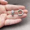 Rhodium Gold Filled Huggie Hoop, with Amethyst and White Cubic Zirconia, Polished, Rhodium Finish, 02.267.0095.10.18