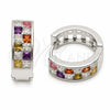 Rhodium Gold Filled Huggie Hoop, with Multicolor Cubic Zirconia, Polished, Rhodium Finish, 02.267.0095.11.18
