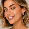 Oro Laminado Huggie Hoop, Gold Filled Style Cluster Design, with White Cubic Zirconia, Polished, Golden Finish, 02.267.0096.25