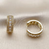Oro Laminado Huggie Hoop, Gold Filled Style Cluster Design, with White Cubic Zirconia, Polished, Golden Finish, 02.267.0096.25