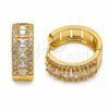 Oro Laminado Huggie Hoop, Gold Filled Style Cluster Design, with White Cubic Zirconia, Polished, Golden Finish, 02.267.0096.25