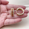 Oro Laminado Huggie Hoop, Gold Filled Style Cluster Design, with Garnet and White Cubic Zirconia, Polished, Golden Finish, 02.267.0096.1.25
