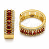 Oro Laminado Huggie Hoop, Gold Filled Style Cluster Design, with Garnet and White Cubic Zirconia, Polished, Golden Finish, 02.267.0096.1.25