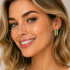 Oro Laminado Huggie Hoop, Gold Filled Style Cluster Design, with Green and White Cubic Zirconia, Polished, Golden Finish, 02.267.0096.2.25