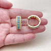Oro Laminado Huggie Hoop, Gold Filled Style Cluster Design, with Turquoise and White Cubic Zirconia, Polished, Golden Finish, 02.267.0096.3.25