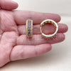 Oro Laminado Huggie Hoop, Gold Filled Style Cluster Design, with Amethyst and White Cubic Zirconia, Polished, Golden Finish, 02.267.0096.4.25