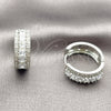 Rhodium Gold Filled Huggie Hoop, Cluster Design, with White Cubic Zirconia, Polished, Rhodium Finish, 02.267.0096.6.25