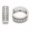Rhodium Gold Filled Huggie Hoop, Cluster Design, with White Cubic Zirconia, Polished, Rhodium Finish, 02.267.0096.6.25