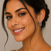 Rhodium Gold Filled Huggie Hoop, Cluster Design, with Garnet and White Cubic Zirconia, Polished, Rhodium Finish, 02.267.0096.7.25