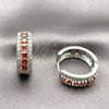Rhodium Gold Filled Huggie Hoop, Cluster Design, with Garnet and White Cubic Zirconia, Polished, Rhodium Finish, 02.267.0096.7.25